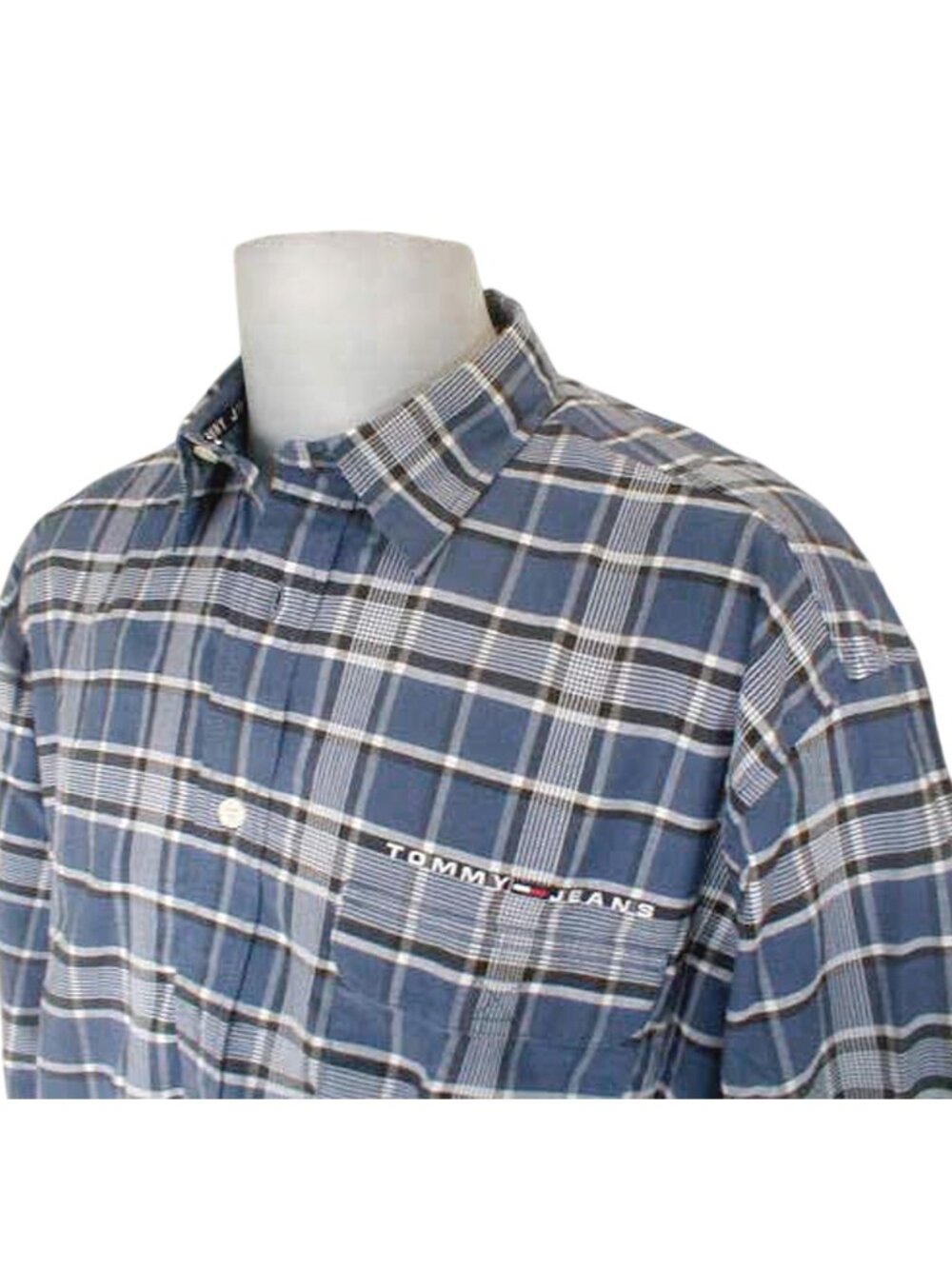 NEW Vintage Tommy Hilfiger Shirt! Blue White & Black Plaid Tommy Jeans on Chest